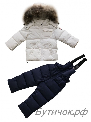 Комбинезон раздельный ( куртка, брюки ) Moncler бело-синий