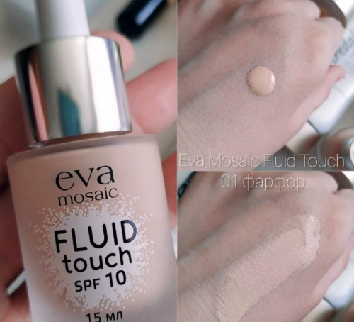 EVA Тональный крем-флюид Fluid Touch, 15 мл, 01, фарфор