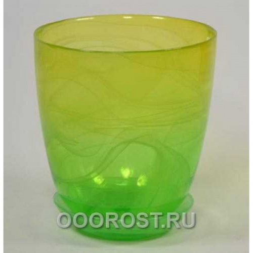 Горшок стеклянный №3 с поддоном крашеный Желто-зелен