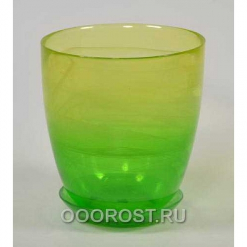 Горшок стеклянный №4 с поддоном крашеный Желто-зелен