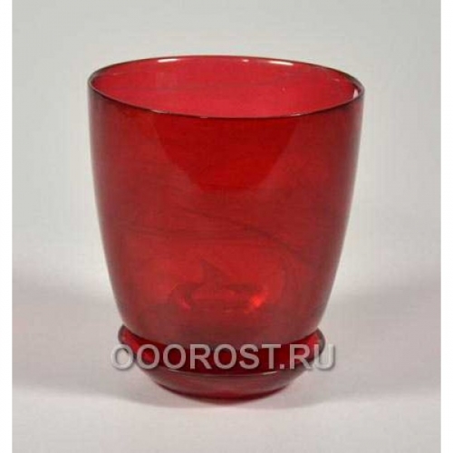 Горшок стеклянный №3 с поддоном крашеный Рубин