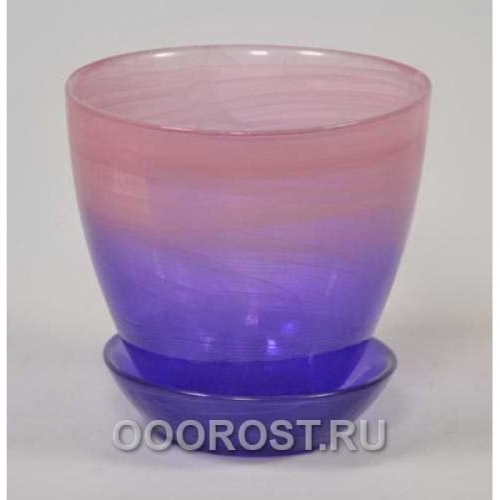 Горшок стеклянный №1 с поддоном крашеный Розово-фиолетовый
