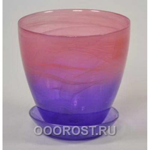 Горшок стеклянный №2 с поддоном крашеный Розово-фиолетовый