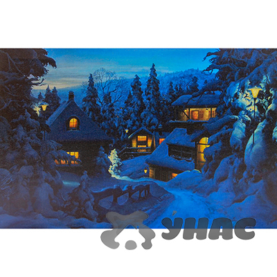 Картина новогодняя HD-7 30*40*1,6см со светодиодами Ночная зимняя деревня  (12)