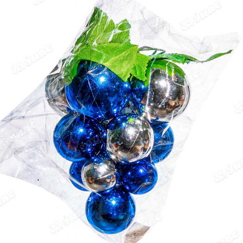 Подвеска из шаров Т526-1 Виноград 15см (синий-серебро) х144