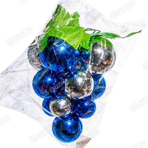 Подвеска из шаров Т526-1 Виноград 15см (синий-серебро) х144