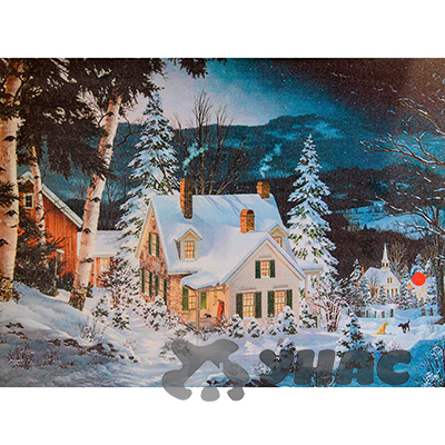 Картина новогодняя HD-10 30*40*1,6см со светодиодами Дом на окраине (12)