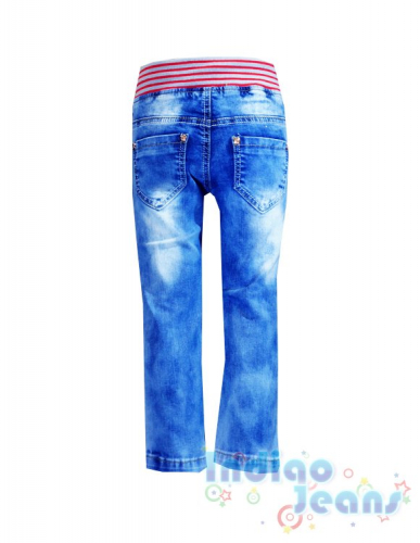 Яркие джинсы для девочек с принтом из страз