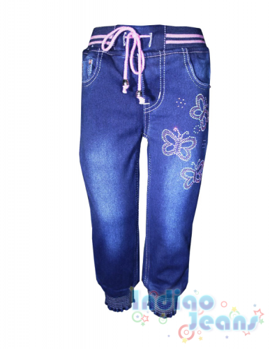 Утепленные джинсы на резинке для девочек