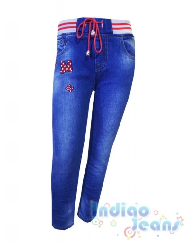 Зауженные утепленные джинсы-стрейч для девочек