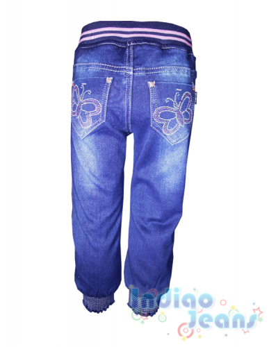 Утепленные джинсы на резинке для девочек
