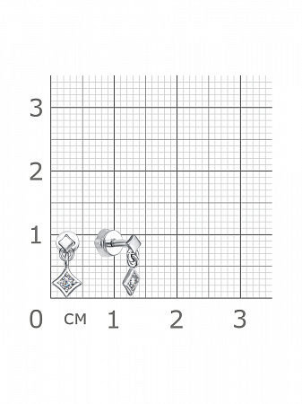 12-1386 Серьги с фианитом родированные серебро 925*