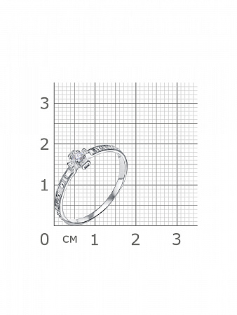 10-0774 Кольцо с фианитом родированное серебро 925*