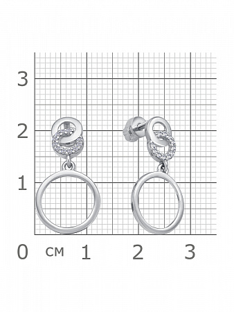 12-1161 Серьги с фианитом родированные серебро 925*