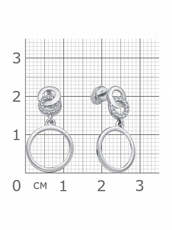 12-1161 Серьги с фианитом родированные серебро 925*