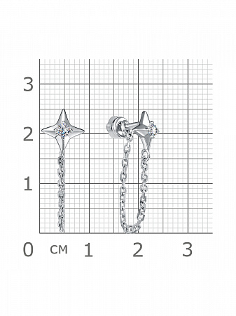 12-1585 Серьги с фианитом родированные серебро 925*