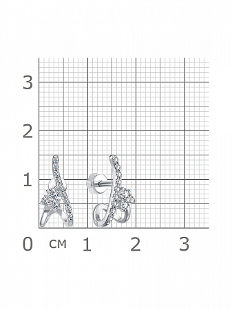 12-1427 Серьги с фианитом родированные серебро 925*