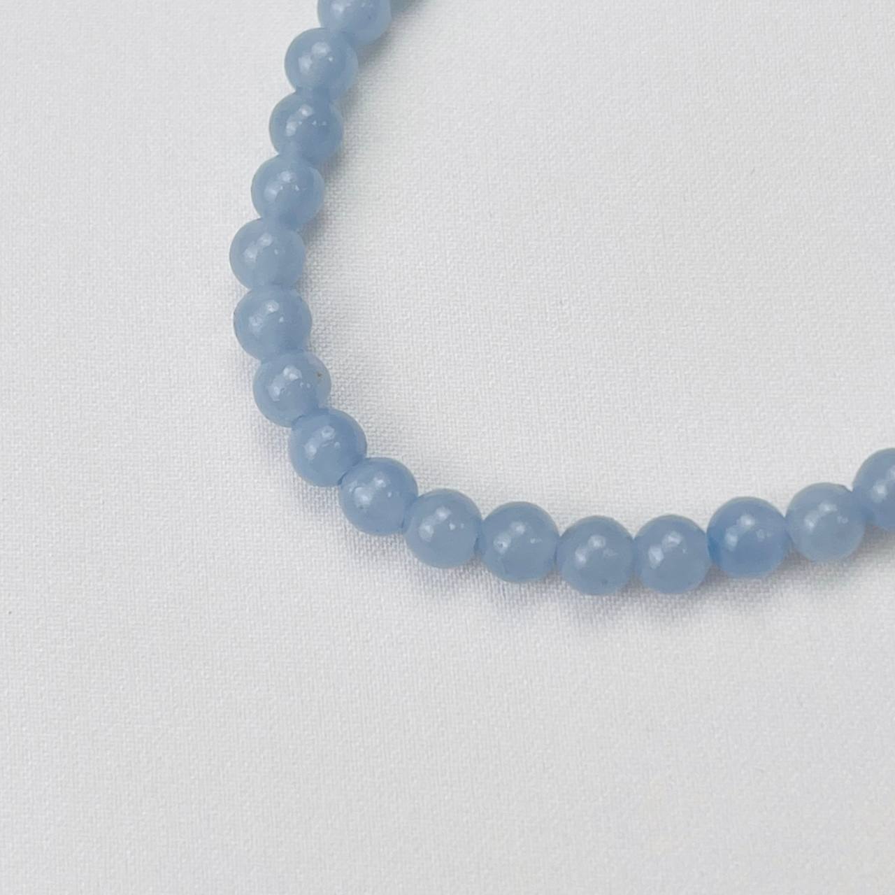 Радуга Самоцветов Браслет детский из Ангелита и Розового кварца со вставкой