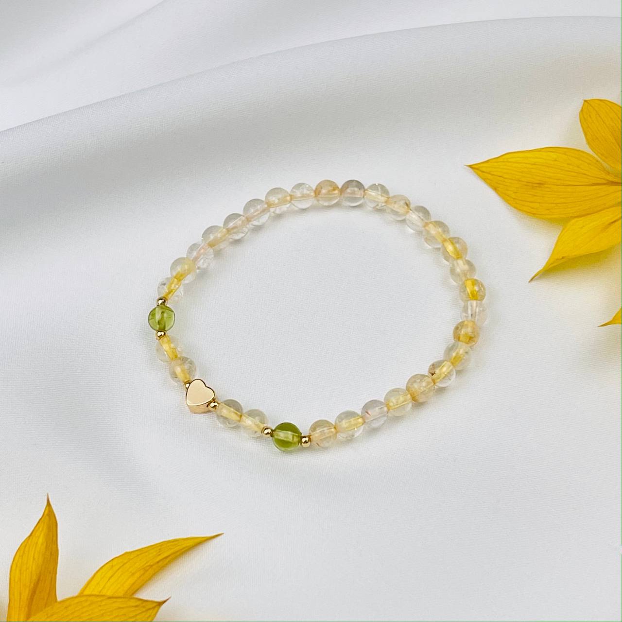 Радуга Самоцветов Браслет детский из Цитрина и Хризолита со вставкой