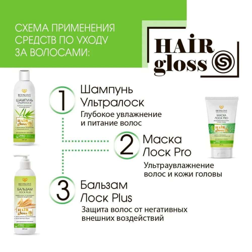 Маска д/волос BEEINLOVE Лоск PRO HAIR gloss 200мл