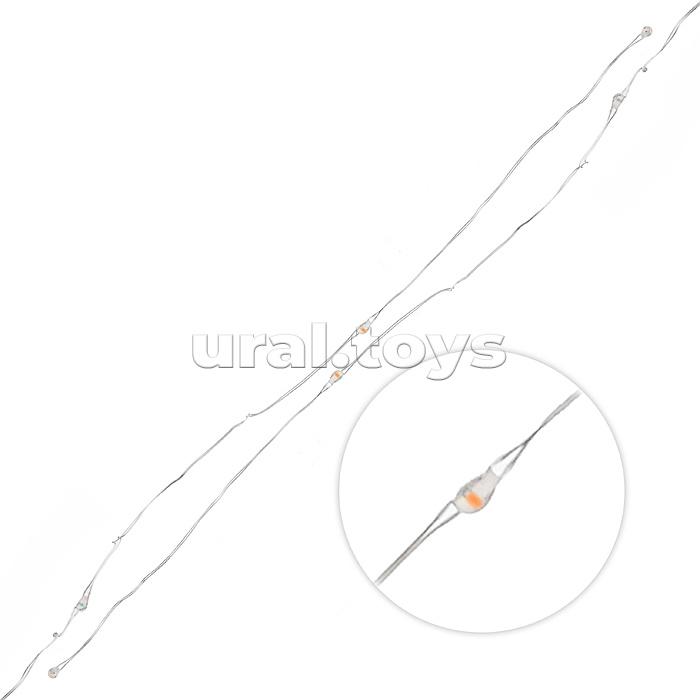 Электрогирлянда Роса, 5 м, 50 ламп, на батарейках, теплый