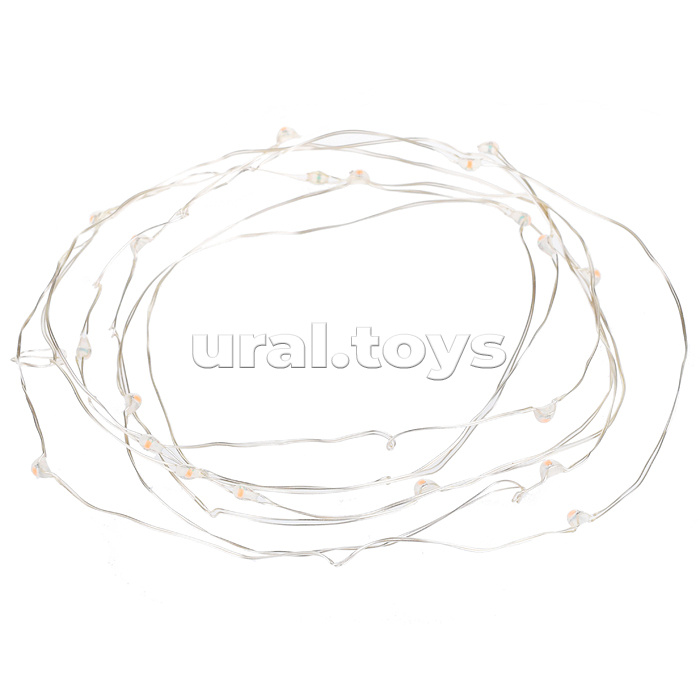 Электрогирлянда Роса, 5 м, 50 ламп, на батарейках, теплый