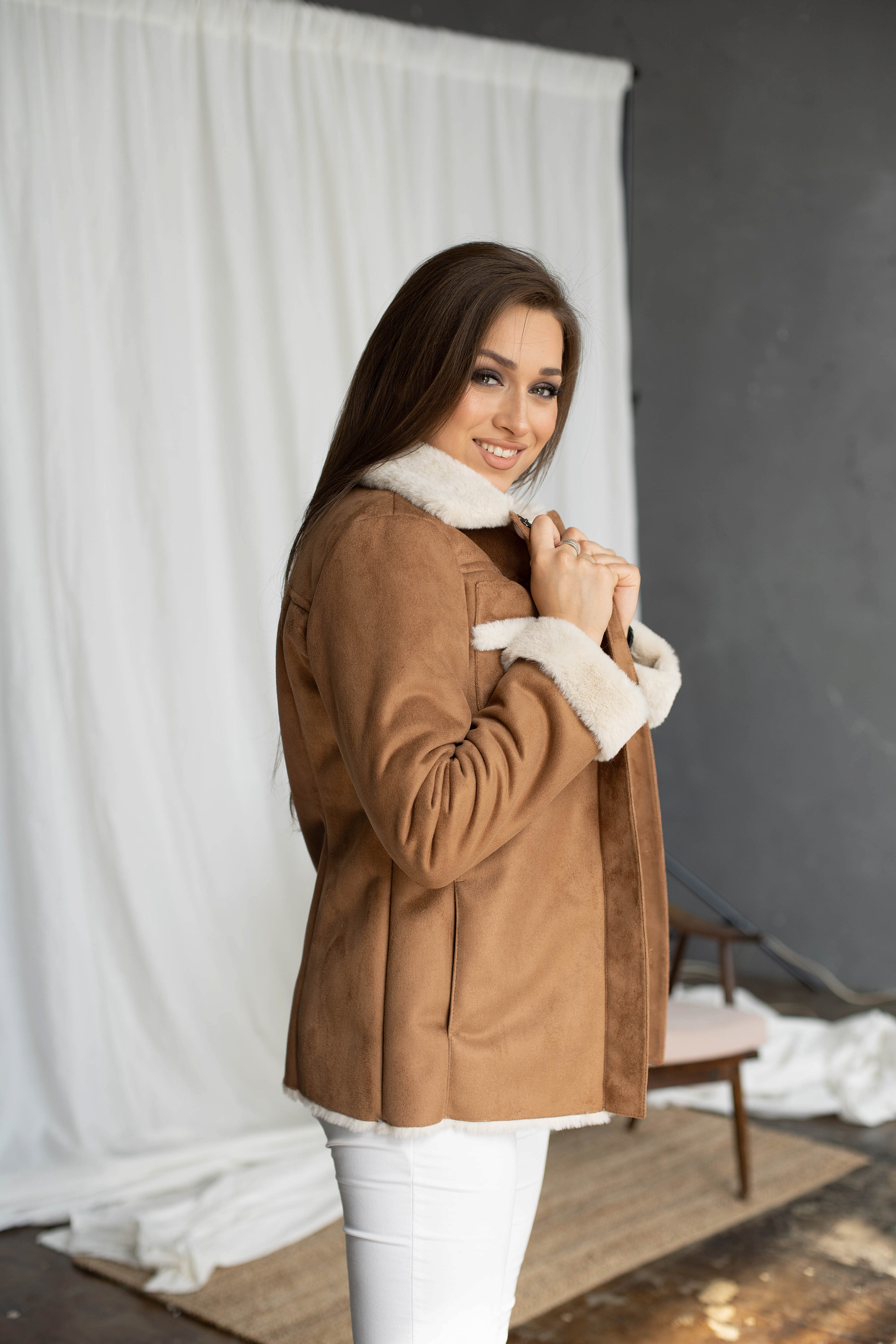 Ст.цена 3700р. Дублёнка женская демисезонная 22565 (кэмел)