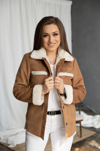 Ст.цена 3700р. Дублёнка женская демисезонная  22565  (кэмел)