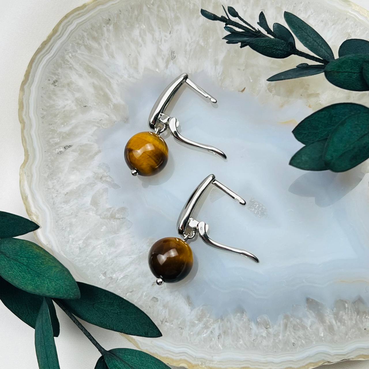 Радуга Самоцветов Серьги с камнем Тигровый глаз