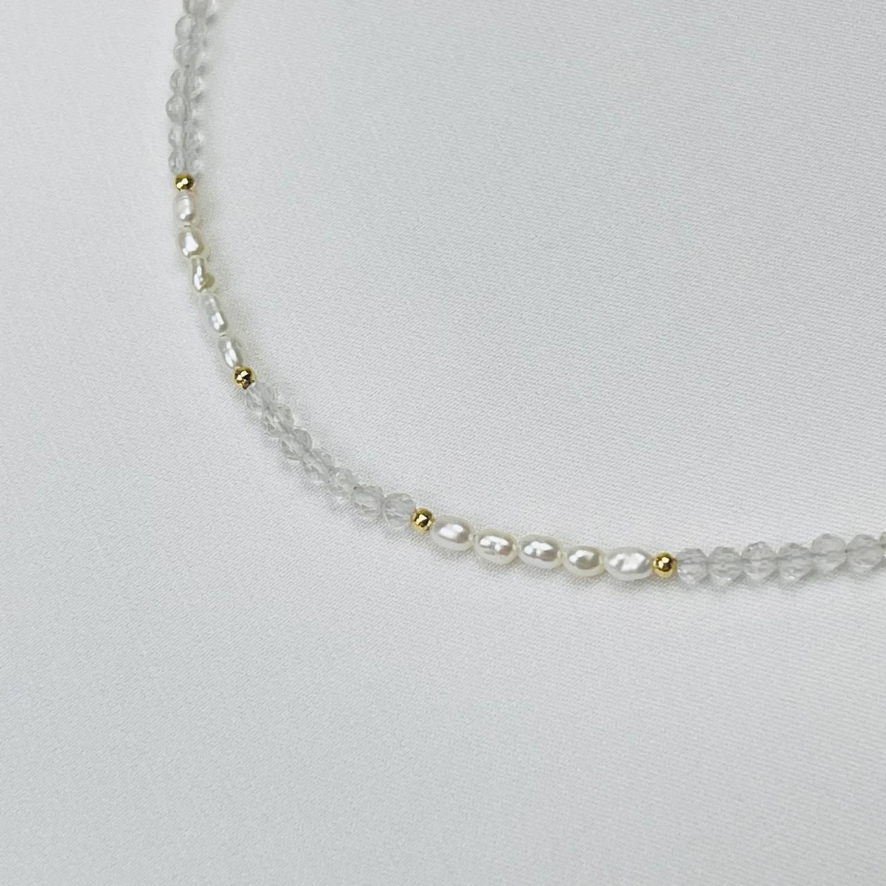 Радуга Самоцветов Чокер из Горного Хрусталя и Жемчуга