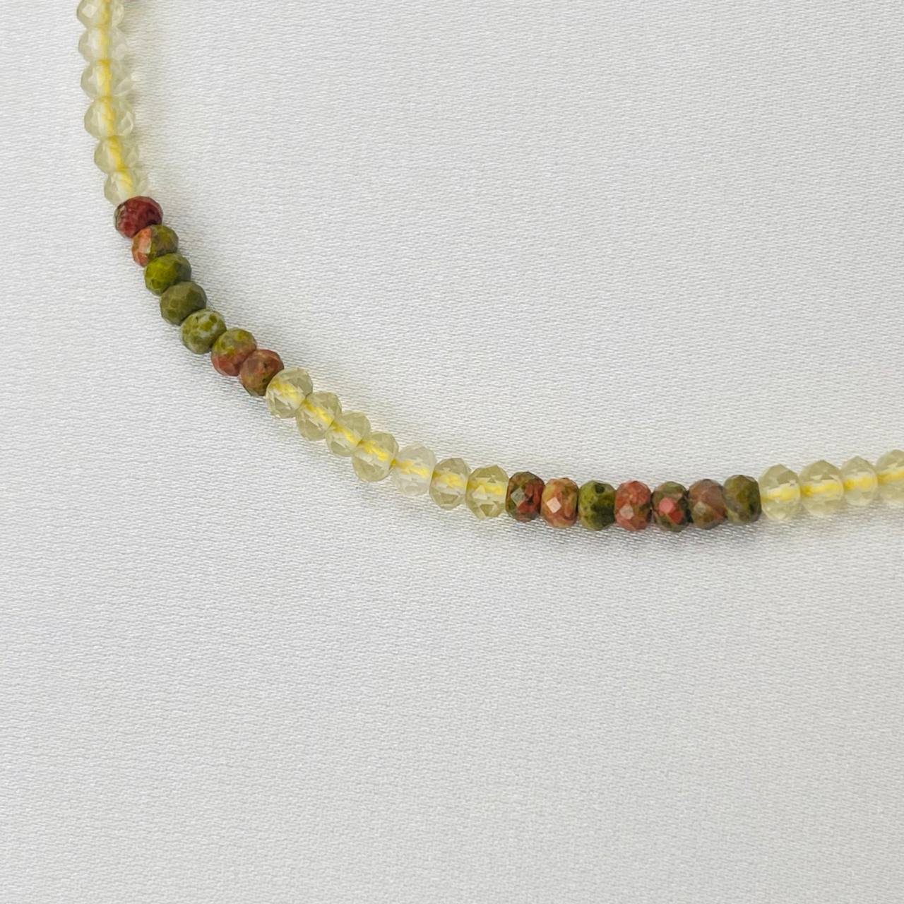 Радуга Самоцветов Чокер из Унакита и Лимонного кварца