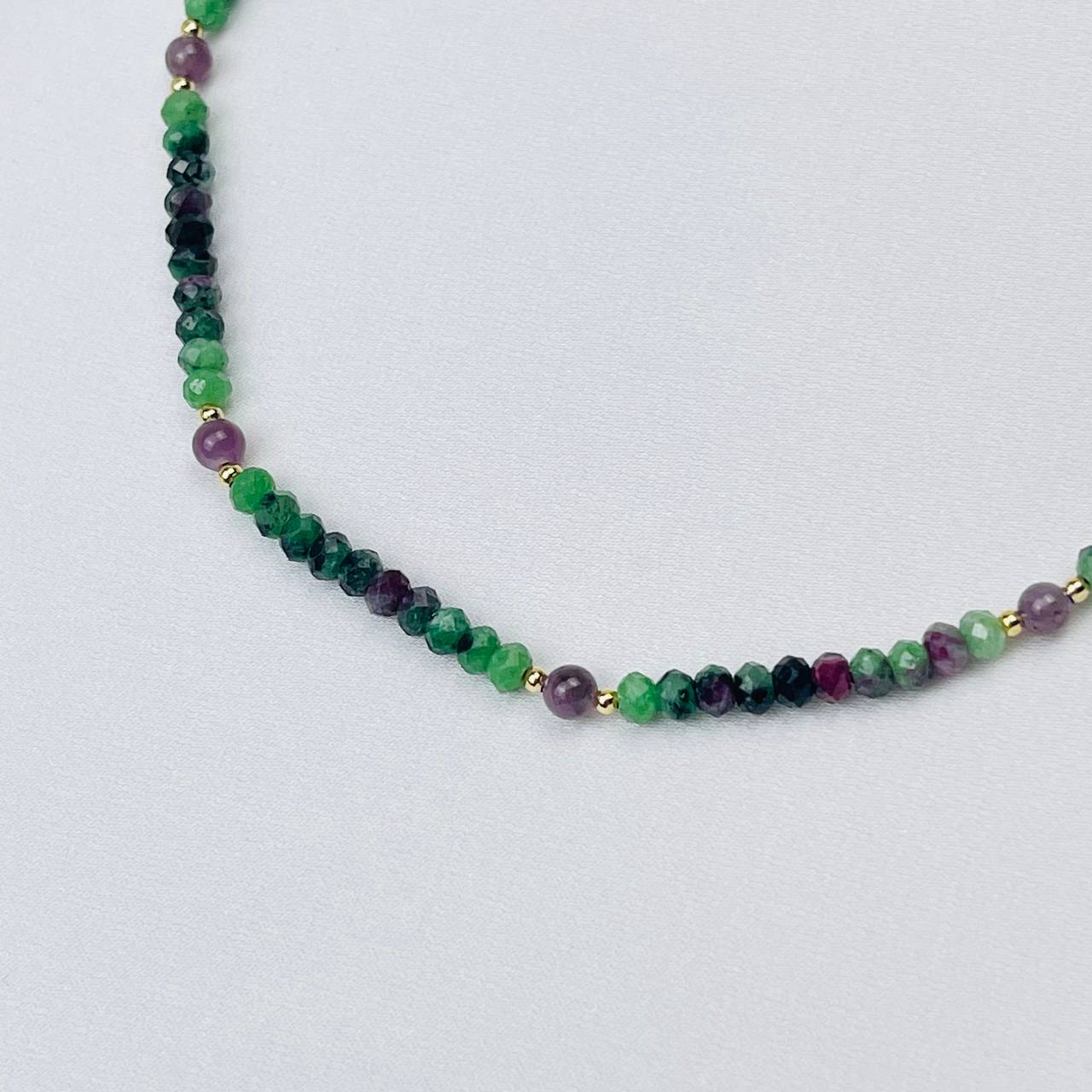 Радуга Самоцветов Колье из Цоизита с Рубином