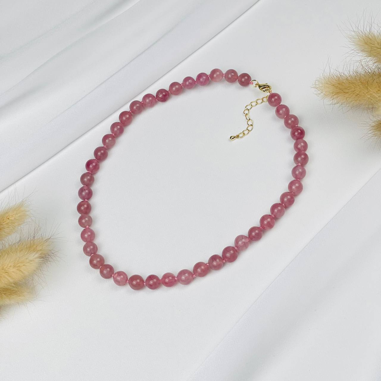 Радуга Самоцветов Колье из мадагаскарского Розового кварца