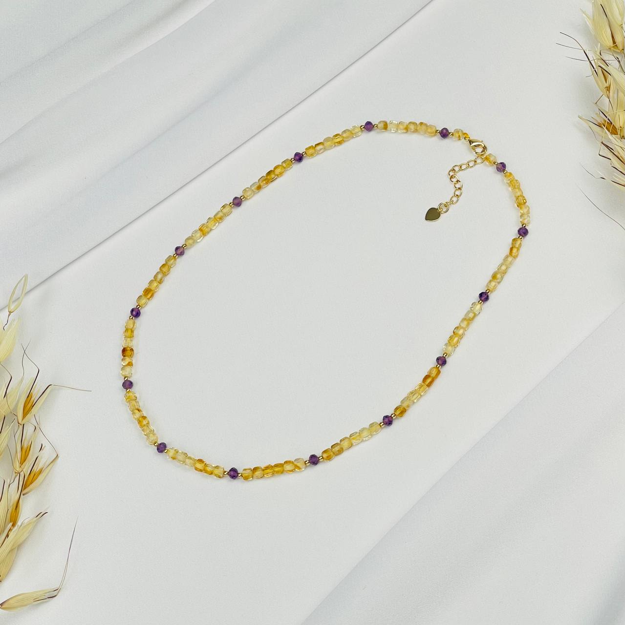 Радуга Самоцветов Колье из Цитрина и Аметиста