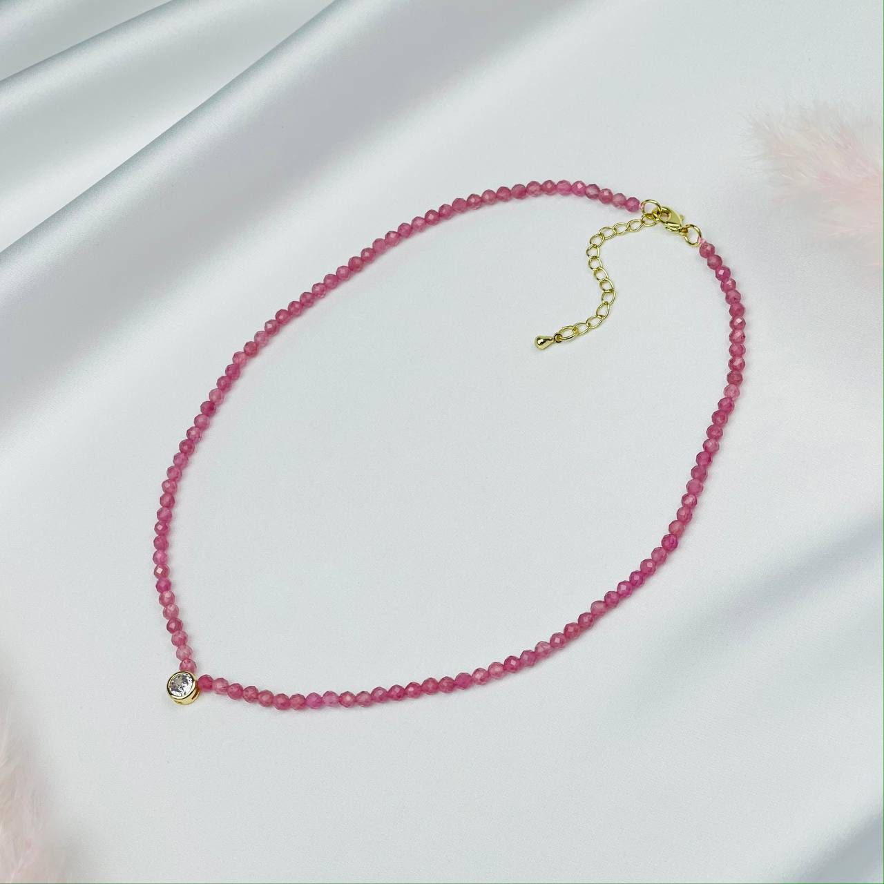 Радуга Самоцветов Чокер из розового Турмалина со вставкой