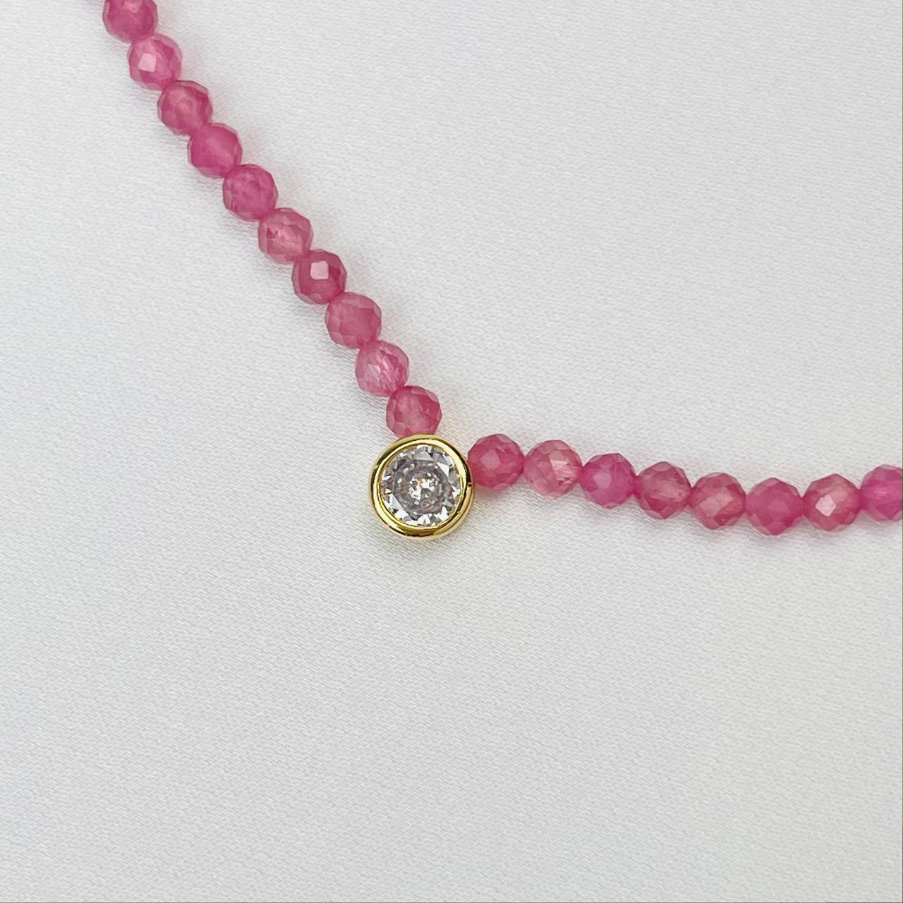 Радуга Самоцветов Чокер из розового Турмалина со вставкой