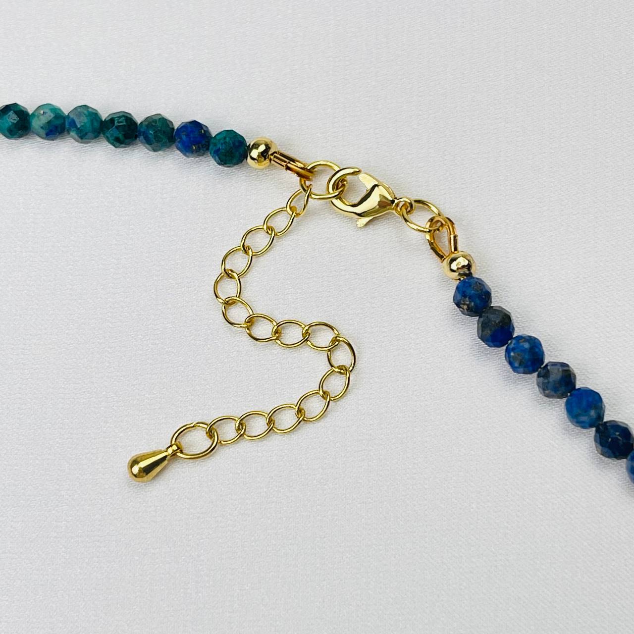 Радуга Самоцветов Бусы-Чокер из Лазурита и Азурита с кулоном