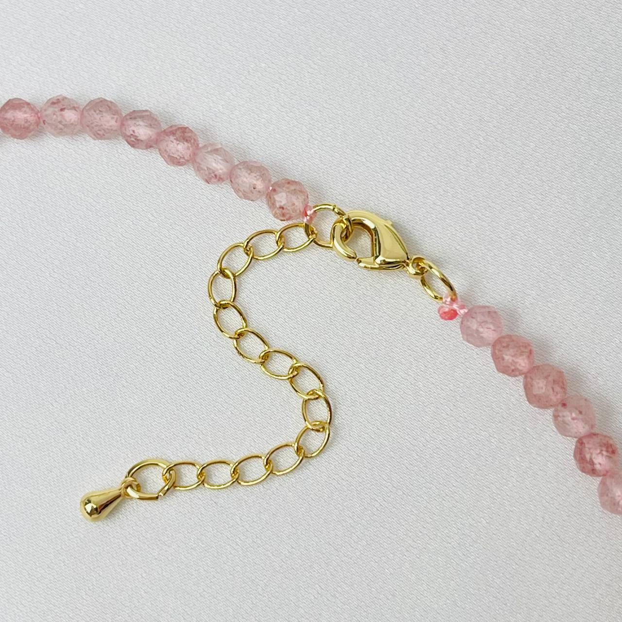 Радуга Самоцветов Колье из Клубничного кварца