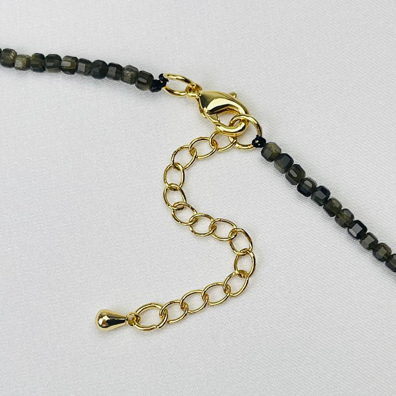 Радуга Самоцветов Чокер из Обсидиана