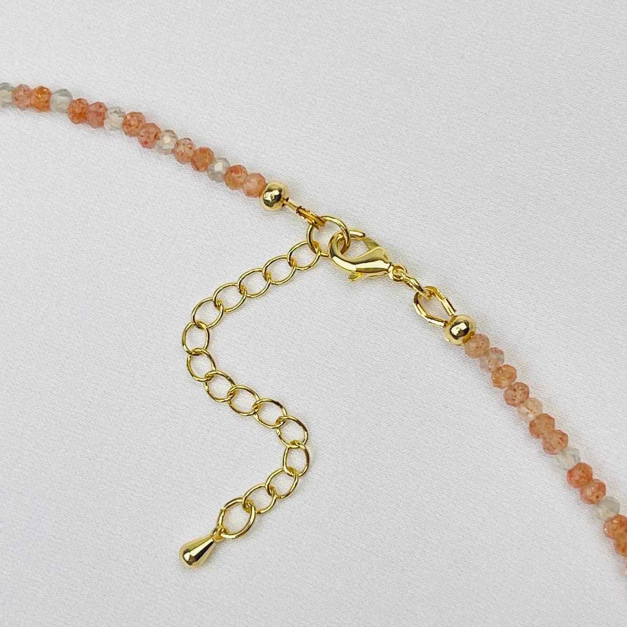 Радуга Самоцветов Чокер из Солнечного камня и Жемчуга