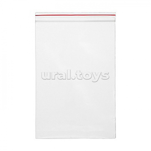 Пакет упаковочный с замком Zip Lock 120x180 мм, ПНД, 35 мкм, прозрачный, с красной полосой на zip-застежке, 100 шт в упаковке