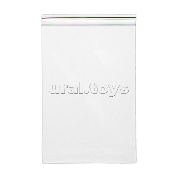 Пакет упаковочный с замком Zip Lock 120x180 мм, ПНД, 35 мкм, прозрачный, с красной полосой на zip-застежке, 100 шт в упаковке