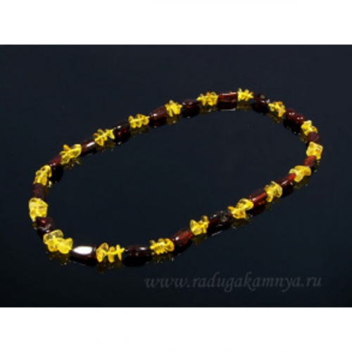 Бусы из янтаря галтовка, крошка кофейный, лимонный, 50см