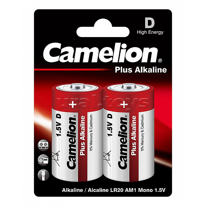 Батарейки алкалиновые Camelion Plus Alkaline LR20-BP2 LR20 BL2