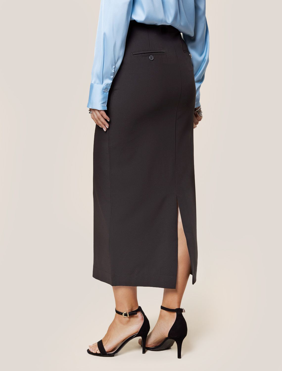 Юбка миди с двумя разрезами из поливискозы с эластаном D26.180 черный