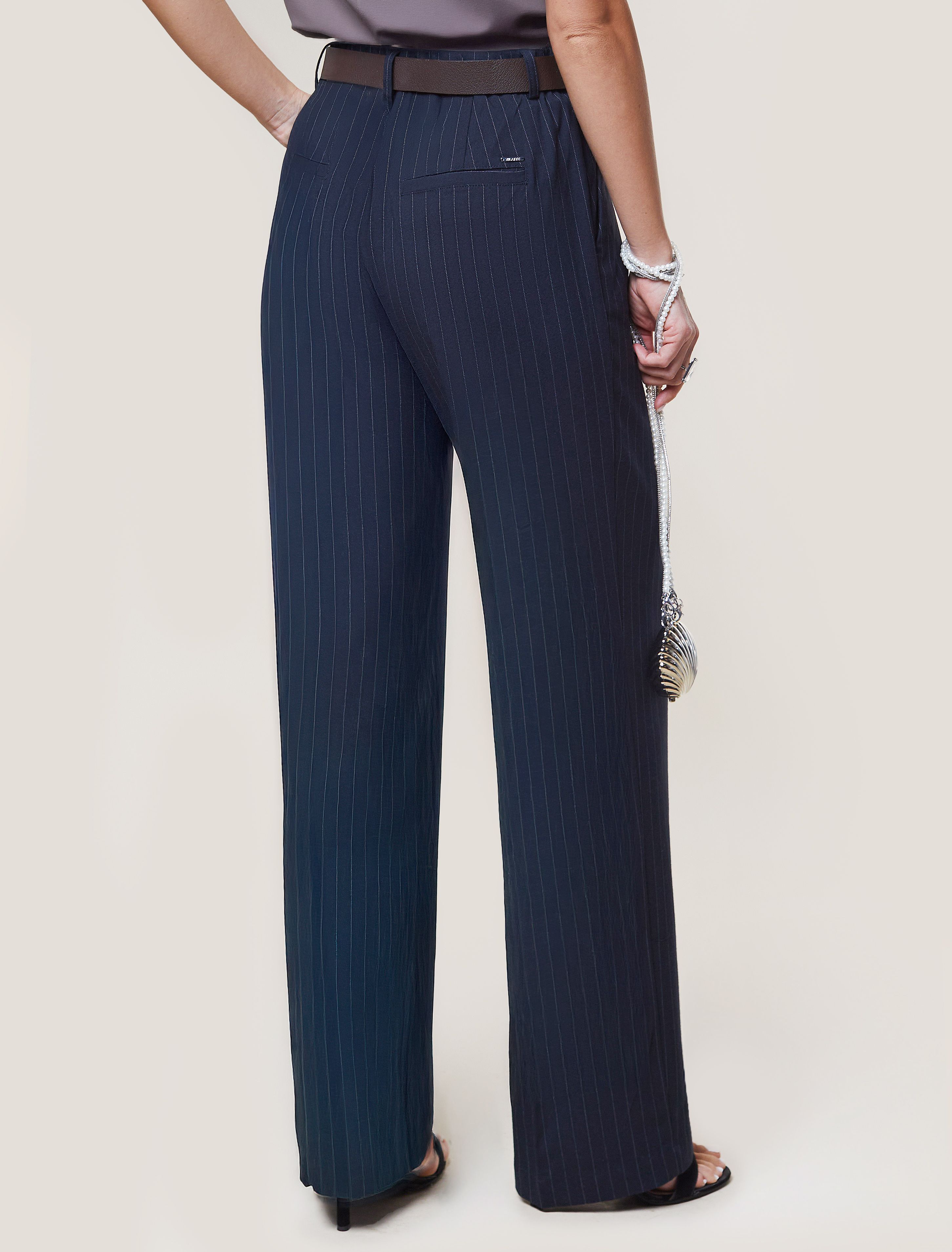 Брюки-палаццо из поливискозы с эластаном D24.227 темно-синий