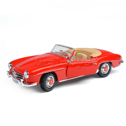 Машинка die-cast 1955 Mercedes-Benz 190SL, 1:18, красная, открывающиеся двери