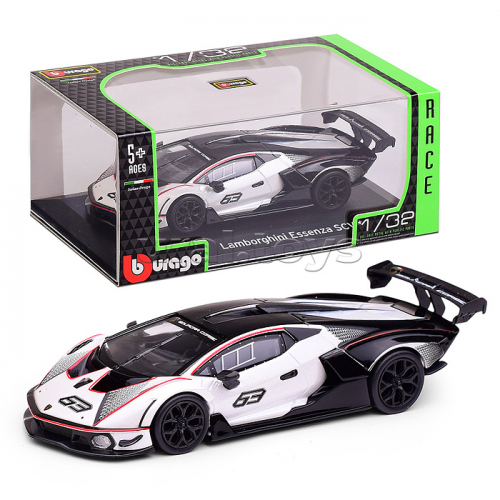 Гоночная машинка die-cast Lamborghini Essenza SCV12, 1:32, черно-белая