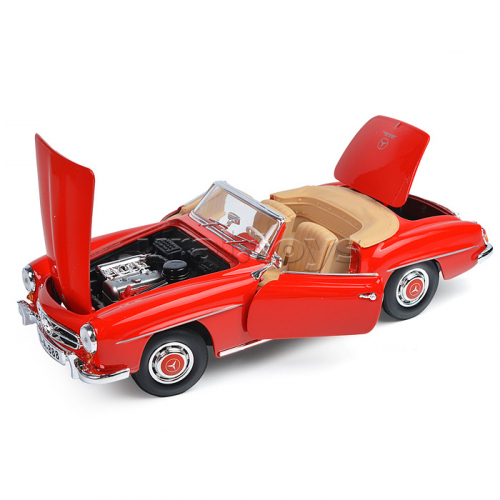 Машинка die-cast 1955 Mercedes-Benz 190SL, 1:18, красная, открывающиеся двери