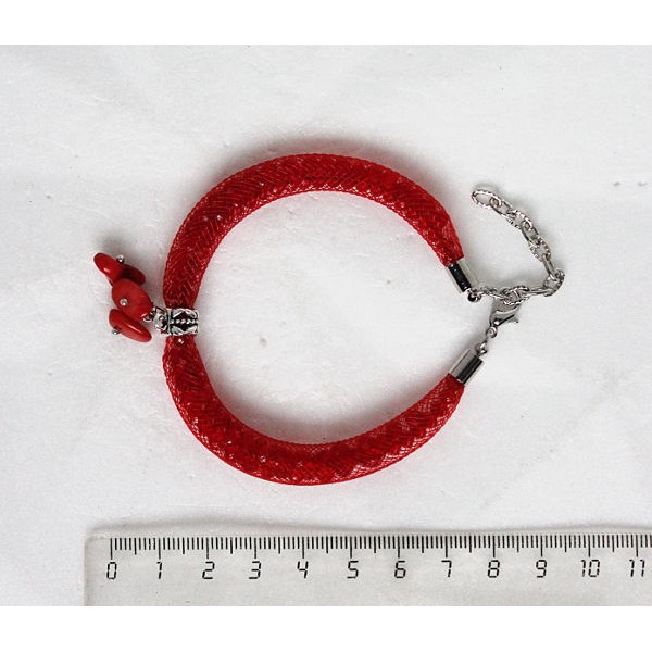 Браслет из коралла на сетке, цвет красный